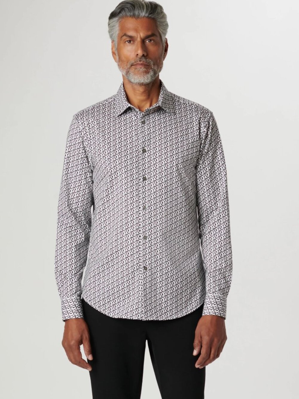Bugatchi Men’s Black and White Geometric Dress Shirt